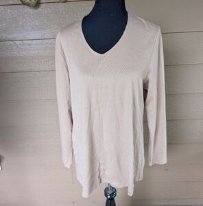 Isaac Mizrahi Beige Long Sleeve Tee